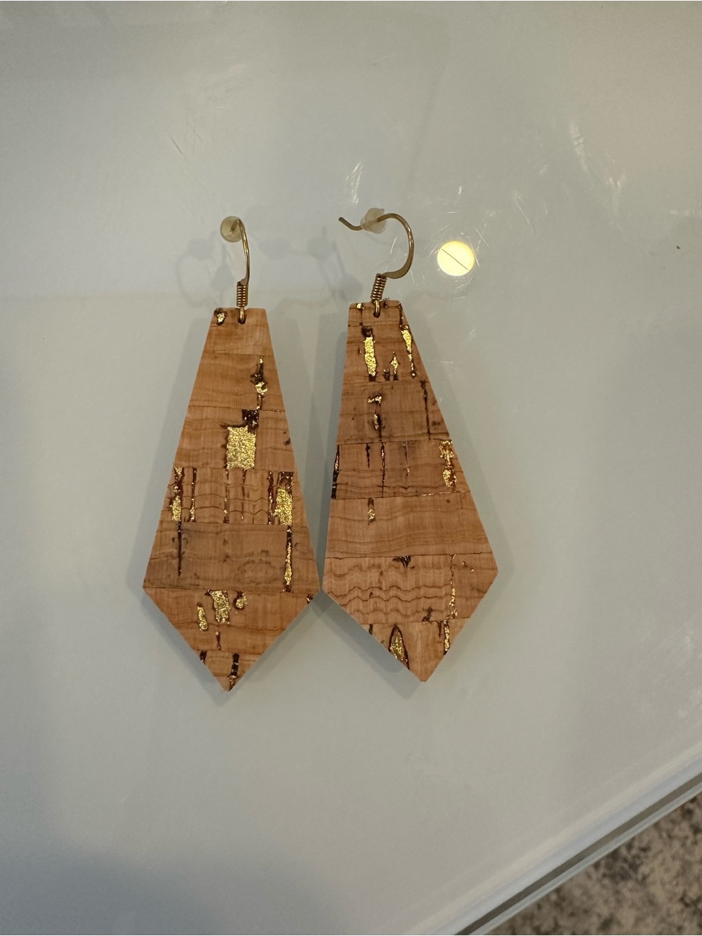Geometric Cork Earrings with Gold Foil Accent